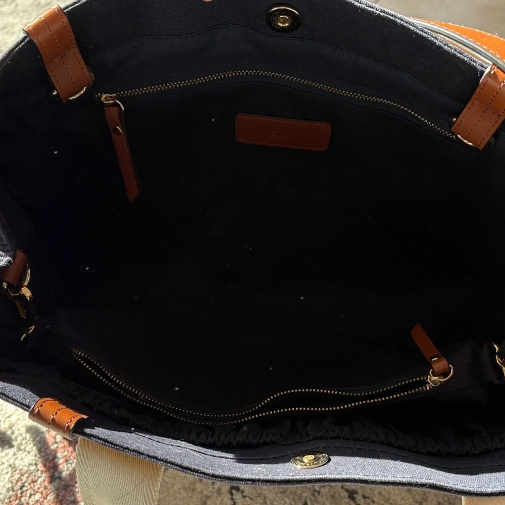 Chloé Navy, Cream & Tan Canvas Tote